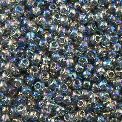 Toho Round Seed Beads 6/0 Transparent Black Diamond AB 2.5-inch tube (176)