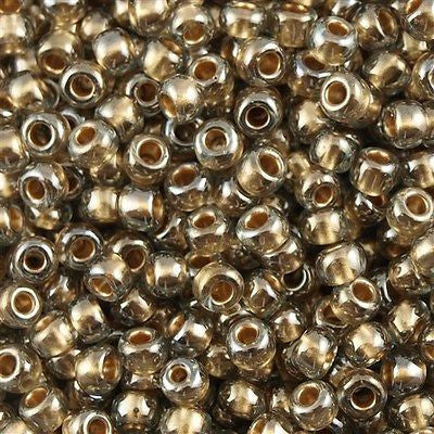 Toho Round Seed Beads 6/0 Inside Color Lined Gold Soft Blue 2.5-inch tube (993)