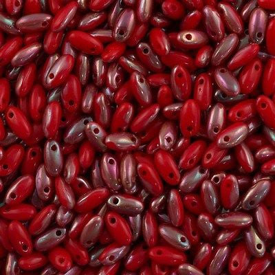 Czech Rizo 2.5x6mm Beads Opaque Red Apricot 21g Tube (93200APR)