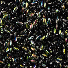 Czech Rizo 2.5x6mm Beads Jet Capri Gold 15g RZ-23980CAG