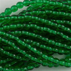 100 Czech 6mm Pressed Glass Round Beads Green Emerald (50140)