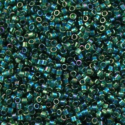 Miyuki Delica Seed Bead 11/0 Transparent Dark Green AB 2-inch Tube DB175