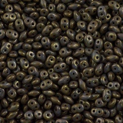 Super Duo 2x5mm Two Hole Beads Light Blue Bronze Picasso 22g Tube (63030BT)