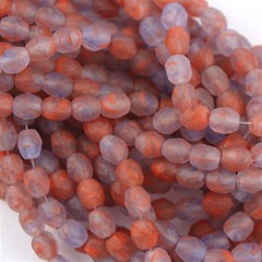 100 Czech Fire Polished 4mm Round Bead Hurricane Matte Calico Hills (04870H)