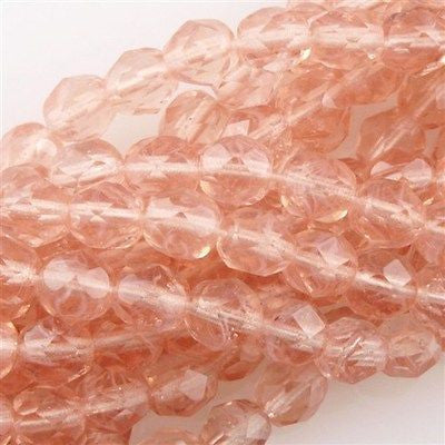 50 Czech Fire Polished 6mm Round Bead Hurricane Pink Passion (40830H)