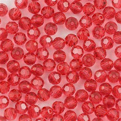 12 TRUE CRYSTAL 4mm Faceted Round Bead Padparadscha (542)