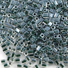 Miyuki 4mm Square Seed Bead Inside Color Lined Green Moss 19g Tube (237)