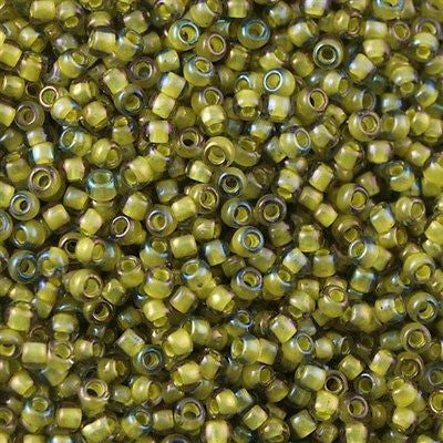 Toho Round Seed Beads 6/0 Inside Color Lined Yellow Green 2.5-inch tube (246)