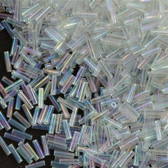 12x2mm AB transparent sapphire twisted bugle beads, Miyuki 261, 25gm, ~420  beads