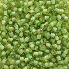 50g Toho Round Seed Bead 8/0 Inside Color Lined Celery (945)