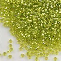 Miyuki Round Seed Bead 15/0 Silver Lined Lime Green 2-inch Tube (14)
