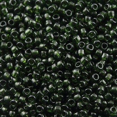 Toho Round Seed Beads 6/0 Transparent Moss 2.5-inch tube (940)