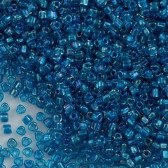 Miyuki Triangle Seed Bead 8/0 Sparkle Blue Lined Aqua AB 15g TR8-1823