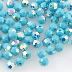 12 TRUE CRYSTAL 4mm Faceted Round Bead Turquoise AB (267 AB)