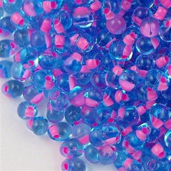 Miyuki Drop Fringe Seed Bead Pink Lined Blue 24g Tube (F19)