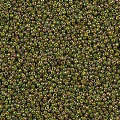 Miyuki Round Seed Bead 15/0 Opaque Golden Olive Luster 2-inch Tube (1897)