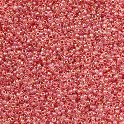 Toho Round Seed Bead 11/0 Inside Color Lined Coral AB 2.5-inch Tube (779)