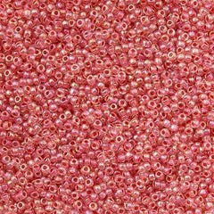 Toho Round Seed Bead 11/0 Inside Color Lined Coral AB 2.5-inch Tube (779)