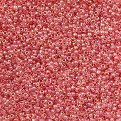 50g Toho Round Seed Bead 11/0 Inside Color Lined Coral AB (779)