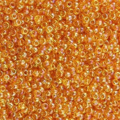 Toho Round Seed Bead 8/0 Transparent Amber AB 2.5-inch tube (162B)