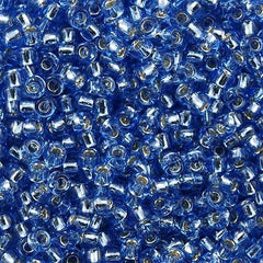 Toho Round Seed Bead 8/0 Transparent Silver Lined Light Blue 2.5-inch tube (33)