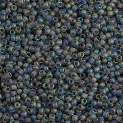 50g Toho Round Seed Beads 11/0 Transparent Matte Dark Gray AB (176BF)