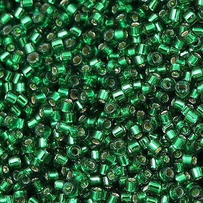 Miyuki Delica Seed Bead 11/0 Emerald Dyed Silver Lined 2-inch Tube DB605