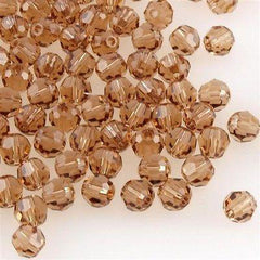 12 TRUE CRYSTAL 4mm Faceted Round Bead Light Smoked Topaz (221)