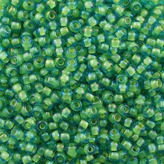 50g Toho Round Seed Bead 8/0 Inside Color Lined Yellow Aqua (307)