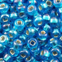 Czech Seed Bead 6/0 Silver Lined Dark Aqua AB 50g (67159)