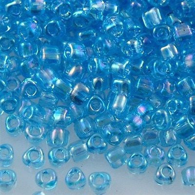 Miyuki Triangle Seed Bead 8/0 Transparent Blue Topaz AB 15g TR1155