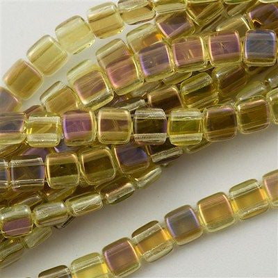 50 CzechMates 6mm Two Hole Tile Beads Jonquil Twilight T6-80130W