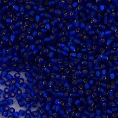 Miyuki Triangle Seed Bead 10/0 Matte Silver Lined Cobalt Blue 10g (20F)