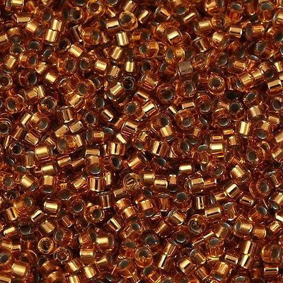 25g Miyuki Delica Seed Bead 11/0 Transparent Copper Lined Light