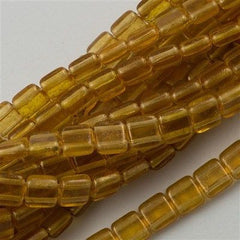 50 CzechMates 6mm Two Hole Tile Beads Gold Marbled Topaz T6-10060GM