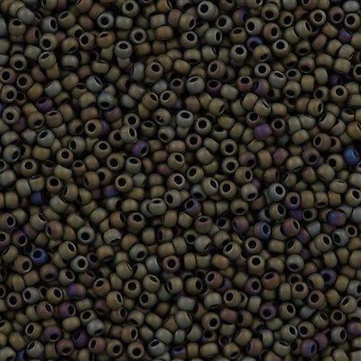 50g Toho Round Seed Beads 11/0 Opaque Matte Olive Iris (614)