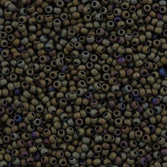 Toho Round Seed Bead 11/0 Opaque Matte Olive Iris 19g Tube (614)