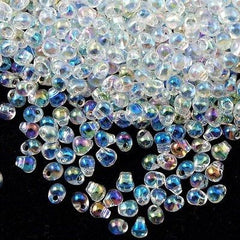 Tiny Miyuki Drop Seed Bead Clear AB 9g Tube (250)