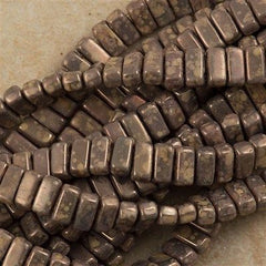 50 CzechMates 3x6mm Two Hole Brick Beads French Beige Moon Dust (13070MD)