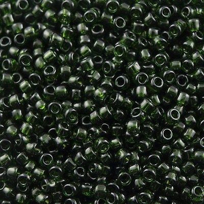 Toho Round Seed Bead 8/0 Transparent Moss 2.5-inch tube (940)
