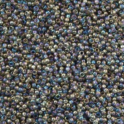Toho Round Seed Bead 15/0 Transparent Dark Gray AB 2.5-inch Tube (176B)