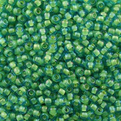 50g Toho Round Seed Beads 6/0 Inside Color Lined Yellow Aqua (307)