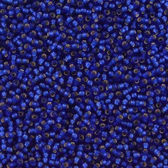 50g Toho Round Seed Beads 11/0 Matte Silver Lined Dark Sapphire (28F)