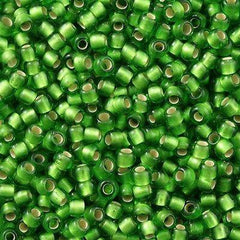 50g Toho Round Seed Bead 8/0 Silver Lined Transparent Matte Green (27F)