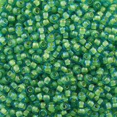 Toho Round Seed Bead 11/0 Inside Color Lined Yellow Aqua 2.5-inch Tube (307)