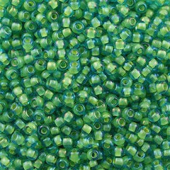 50g Toho Round Seed Bead 11/0 Inside Color Lined Yellow Aqua (307)