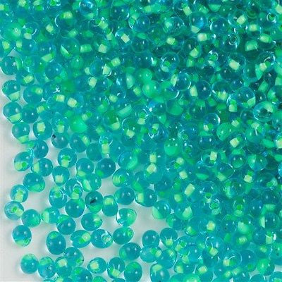 Miyuki Drop Fringe Seed Beads Mint Green Lined Light Blue 24g Tube (20)