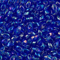 Miyuki Long Magatama Seed Bead Transparent Medium Blue AB 8g Tube (261)