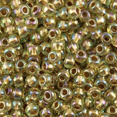 50g toho Round Seed Bead 8/0 Inside Color Lined Gold Jonquil AB (998)