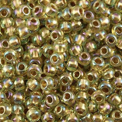 50g Toho Round Seed Bead 8/0 Inside Color Lined Gold Jonquil AB (998)